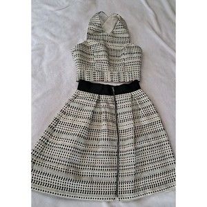 Blue Pearl Allen Schwartz Black Ivory Two Piece Dress Set Jacquard Size XS